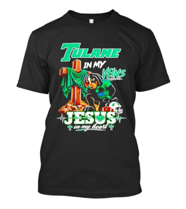 Tulane Spirit Football Jesus Faithful Heart Cross Helmets Football T-Shirt