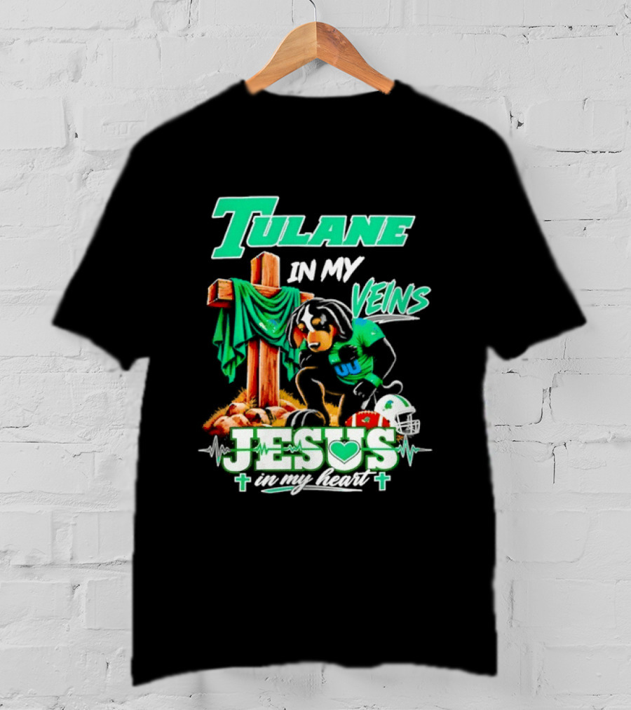 Tulane Spirit Football Jesus Faithful Heart Cross Helmets Football T-Shirt