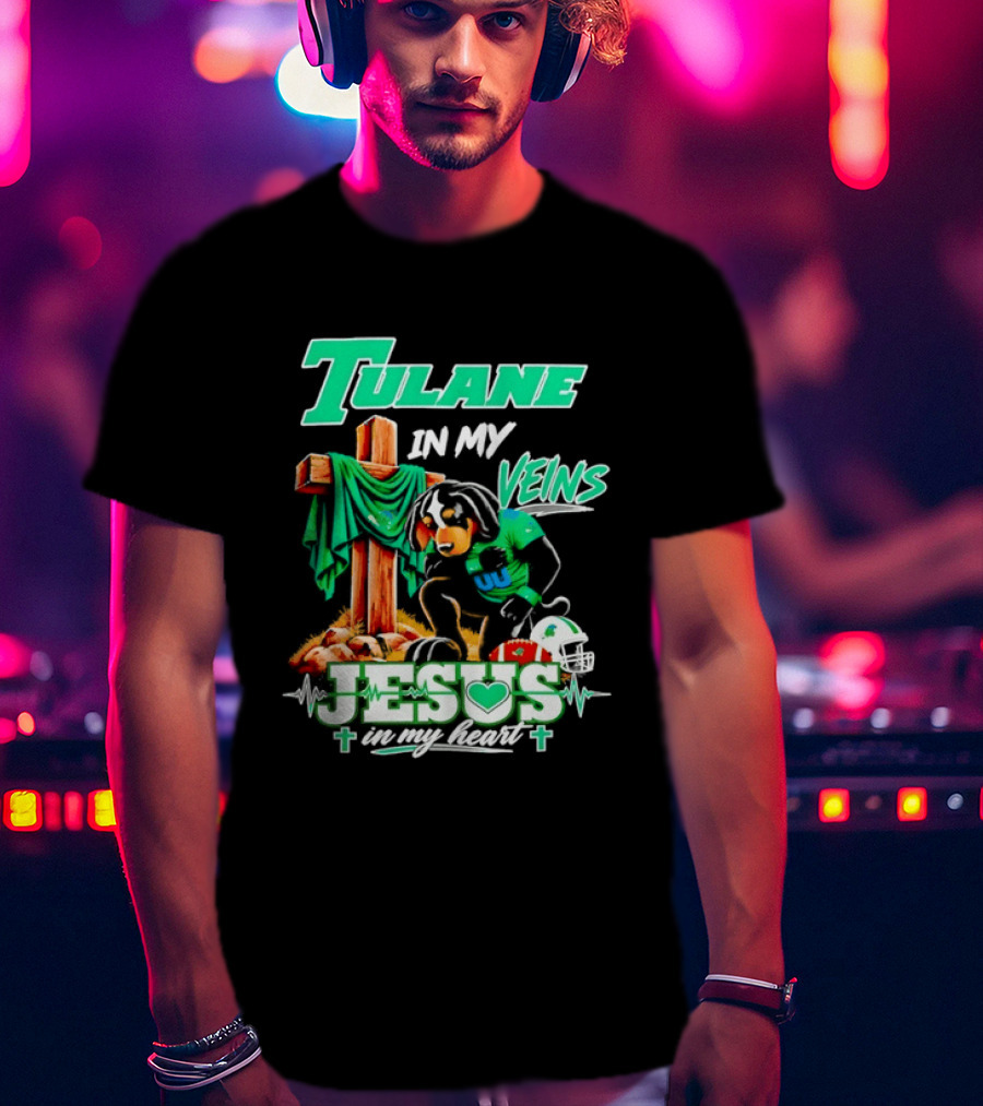 Tulane Spirit Football Jesus Faithful Heart Cross Helmets Football T-Shirt