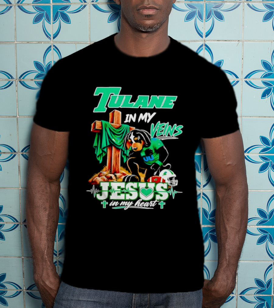 Tulane Spirit Football Jesus Faithful Heart Cross Helmets Football T-Shirt