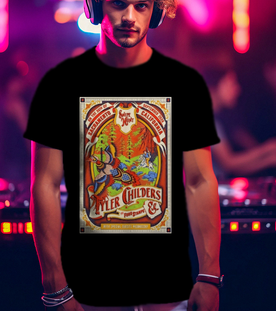 Tyler Childers And The Food Stamps Snipe Hunt Sacramento September 30th 2023 California Concert T-Shirt