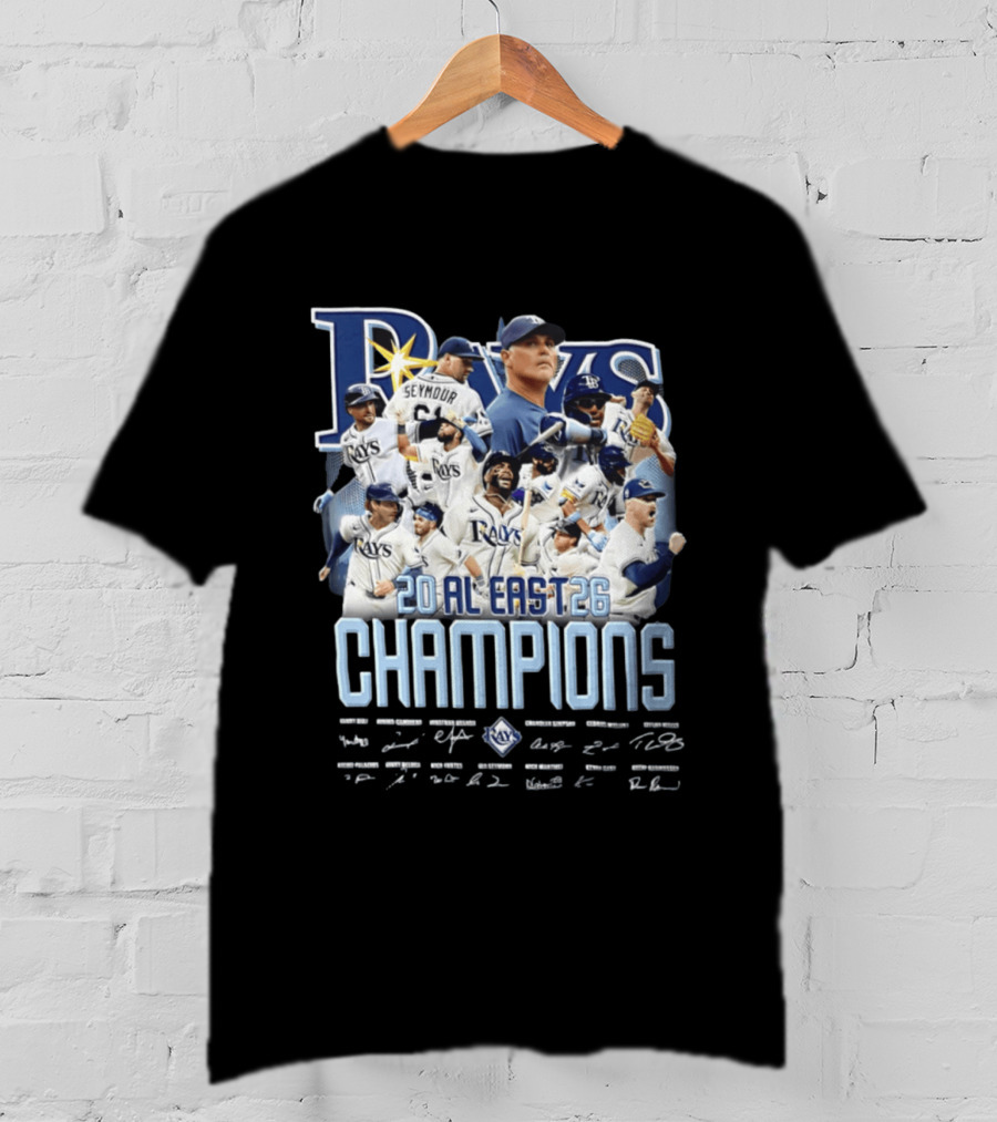 Rays 20 AL East Champions Featuring Seymour Diaz Caminero Aranda Simpson T-Shirt