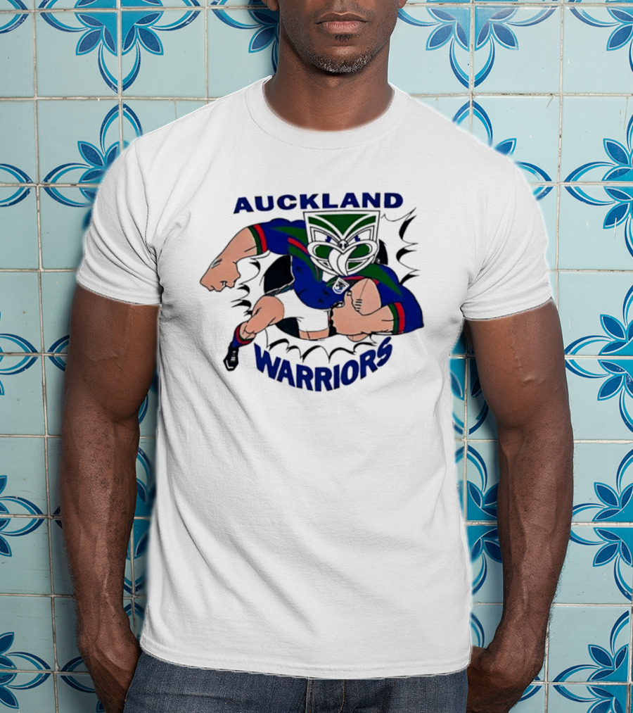 Auckland Warriors Rugby League Team Powerful Mascot Action T-Shirt