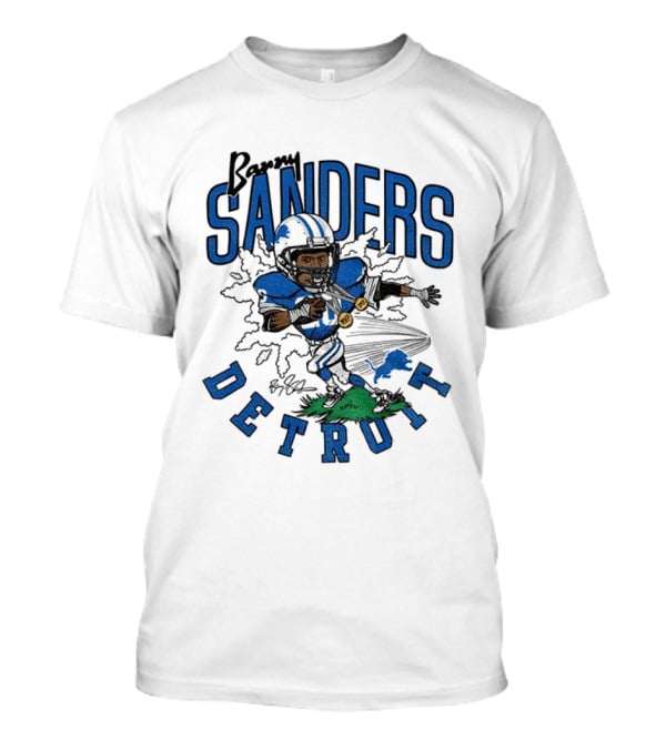 Barry Sanders Detroit Lions Caricature Player NFL Football Legend T-Shirt