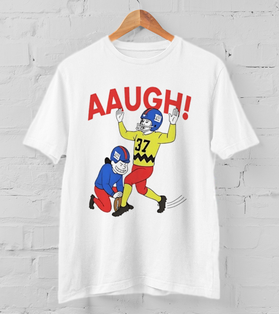 Charlie Brown New York Giants AAUGH Football 37 Peanuts Comic T-Shirt
