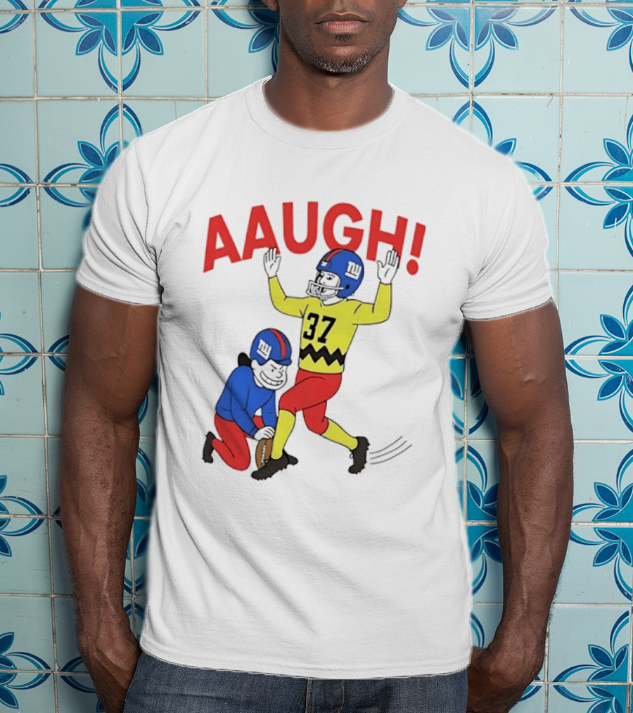 Charlie Brown New York Giants AAUGH Football 37 Peanuts Comic T-Shirt