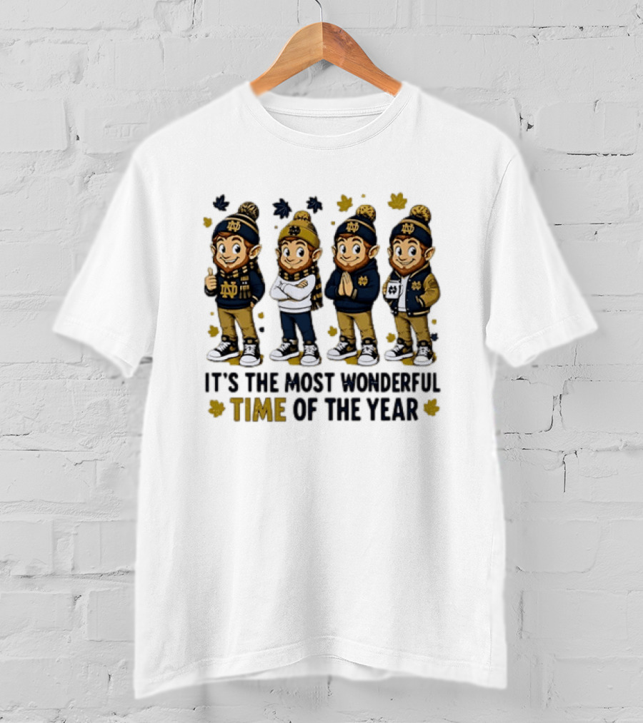 Notre Dame Fighting Irish Elves It's The Most Wonderful Time Of The Year T-Shirt
