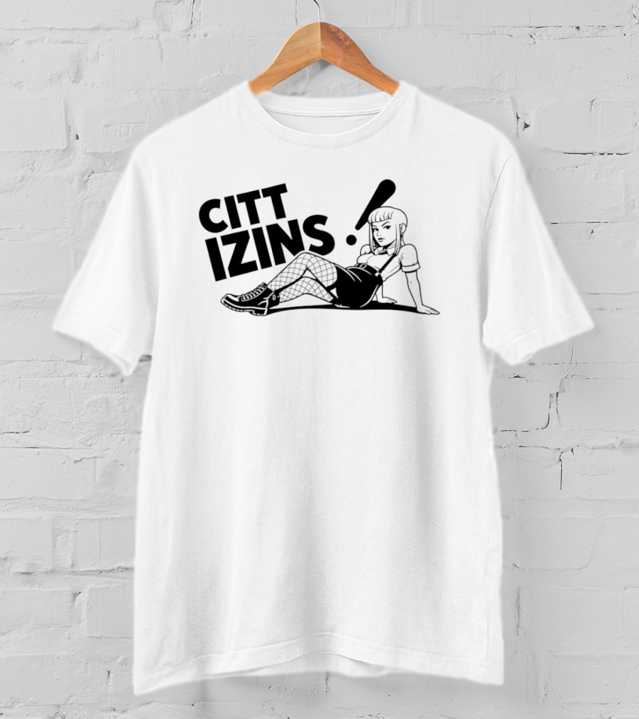 Citt Izins Pin Up Girl Fishnet Punk Style Alternative Fashion T-Shirt