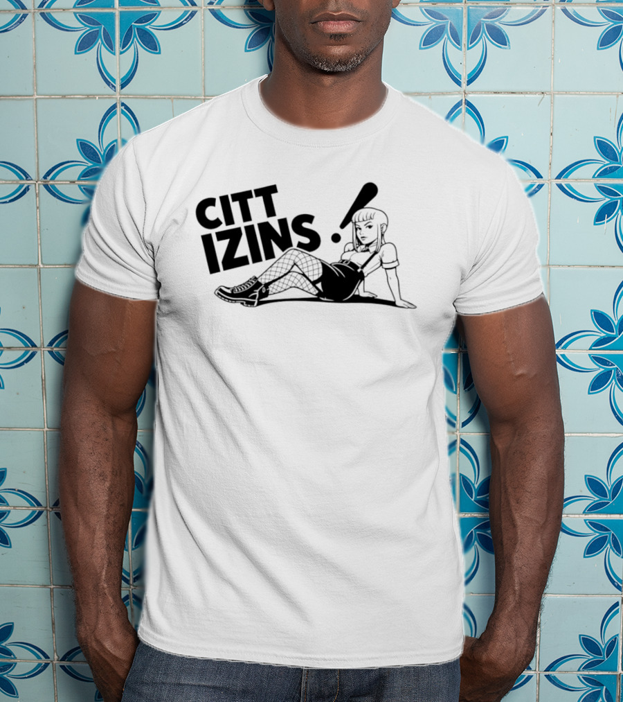 Citt Izins Pin Up Girl Fishnet Punk Style Alternative Fashion T-Shirt