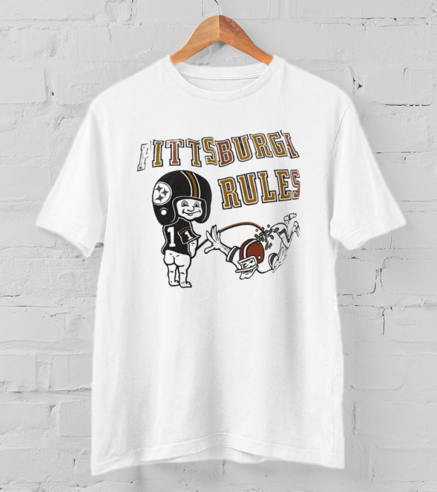 Pittsburgh Rules Football Helmet Kid Kicking Rival Team T-Shirt