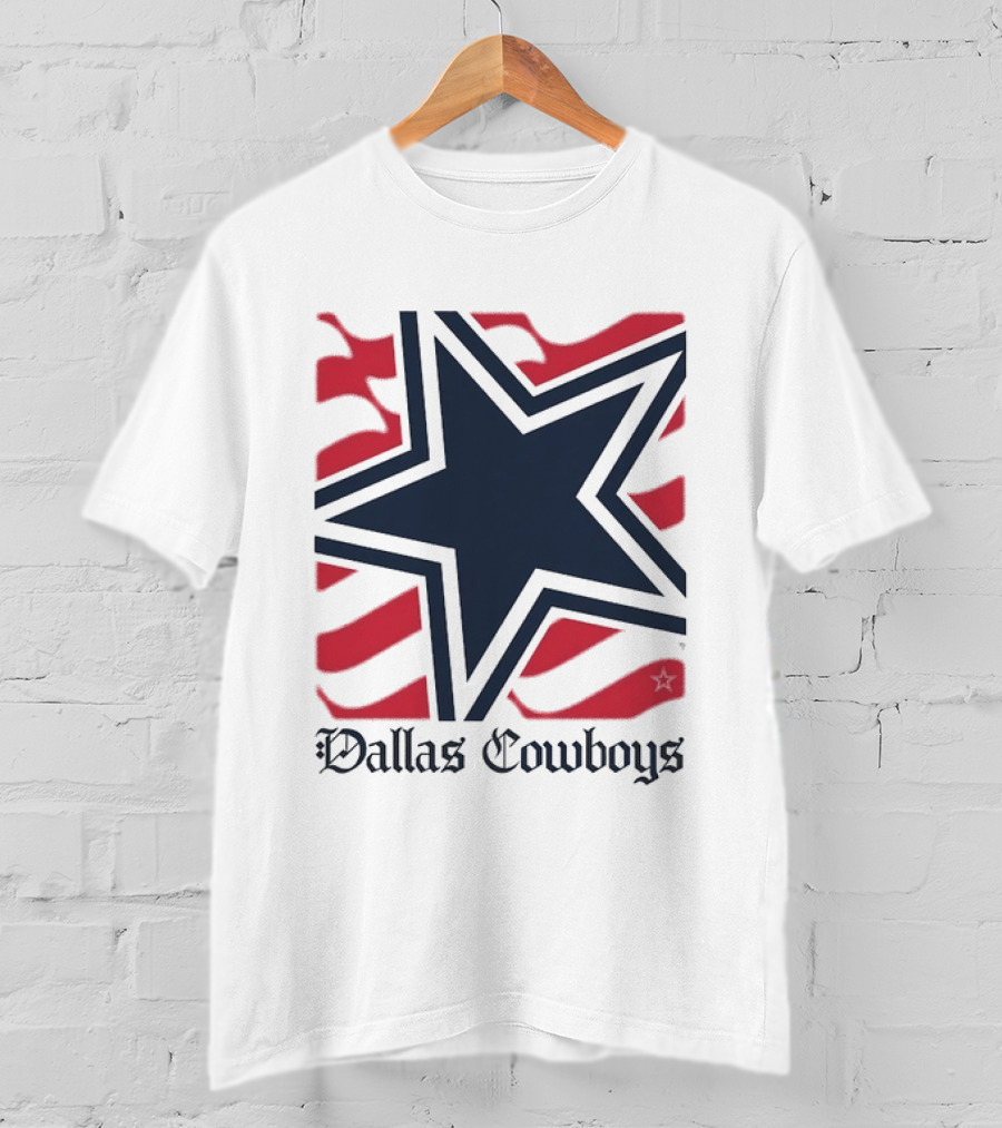 Dallas Cowboys Star With Red Background Stripes T-Shirt