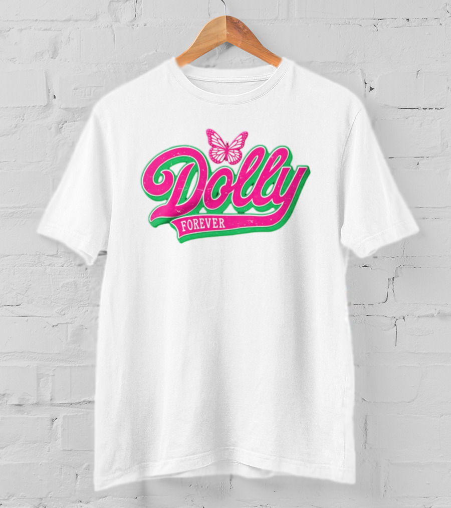Dolly Forever Pink Butterfly Script T-Shirt