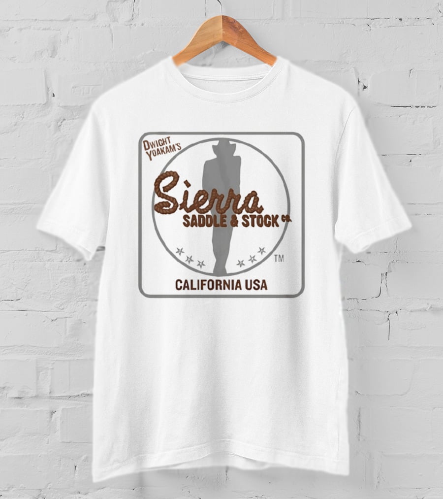 Dwight Yoakam Sierra Saddle And Stock Co California USA Cowboy Silhouette And Stars T-Shirt