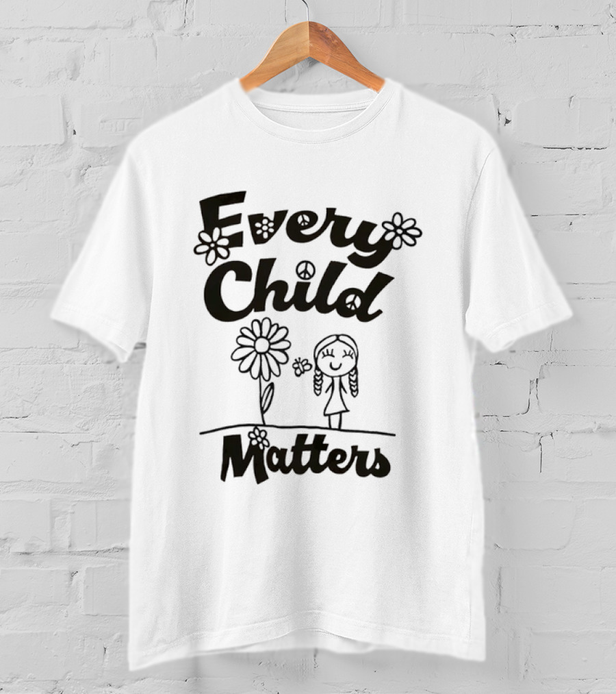 Every Child Matters Peace Symbol Flowers And Girl Awareness T-Shirt