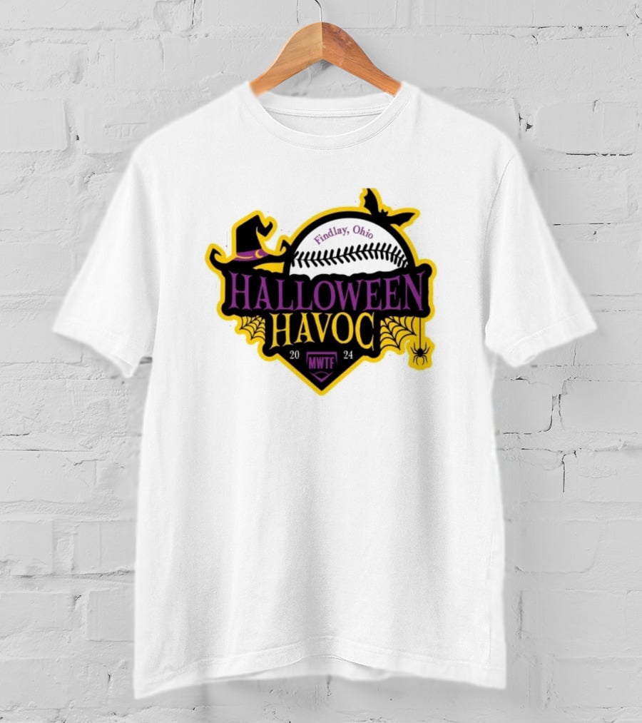 Findlay Ohio Halloween Havoc 2024 Softball MWTF Spooky Witch Hat Spider Web T-Shirt