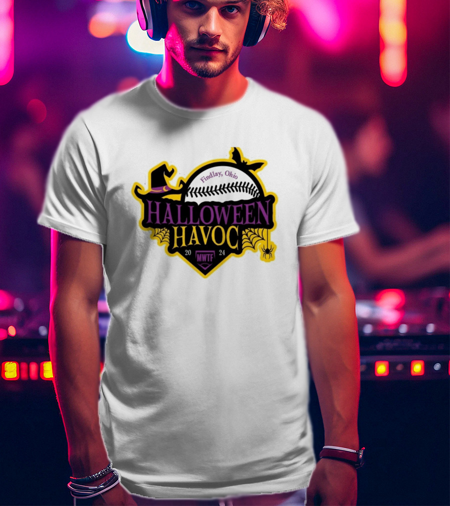 Findlay Ohio Halloween Havoc 2024 Softball MWTF Spooky Witch Hat Spider Web T-Shirt