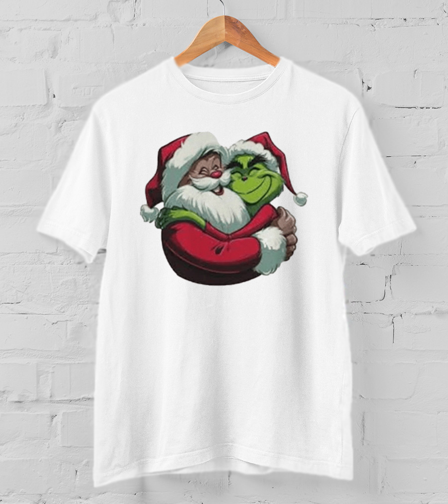 Grinch And Santa Embrace Christmas Magnet T-Shirt