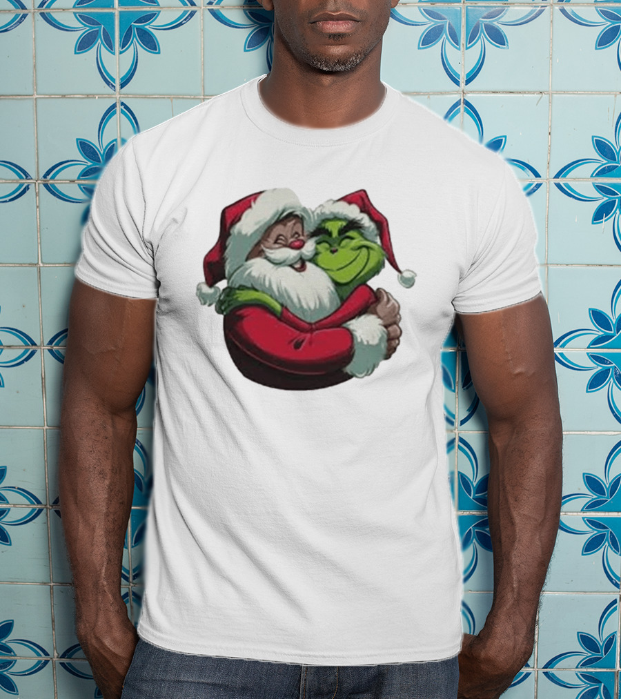 Grinch And Santa Embrace Christmas Magnet T-Shirt
