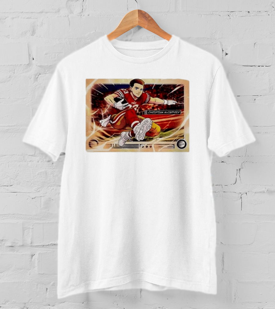 Christian McCaffrey 49ers Ultra Rare Anime Trading Card Burst T-Shirt