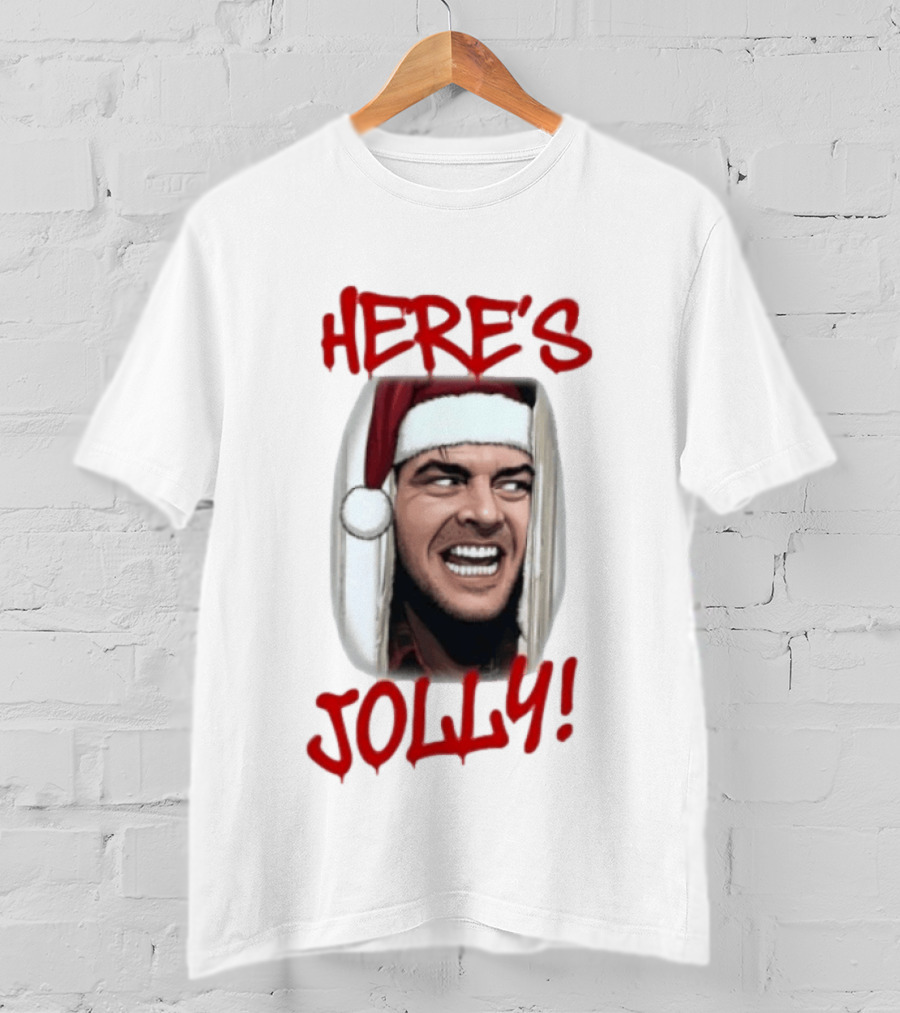 Jack Nicholson Here's Jolly Christmas Horror Santa Hat T-Shirt
