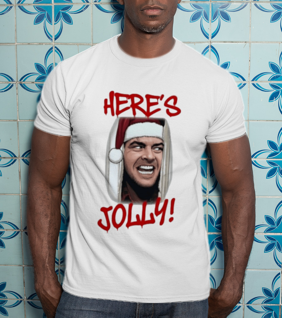 Jack Nicholson Here's Jolly Christmas Horror Santa Hat T-Shirt