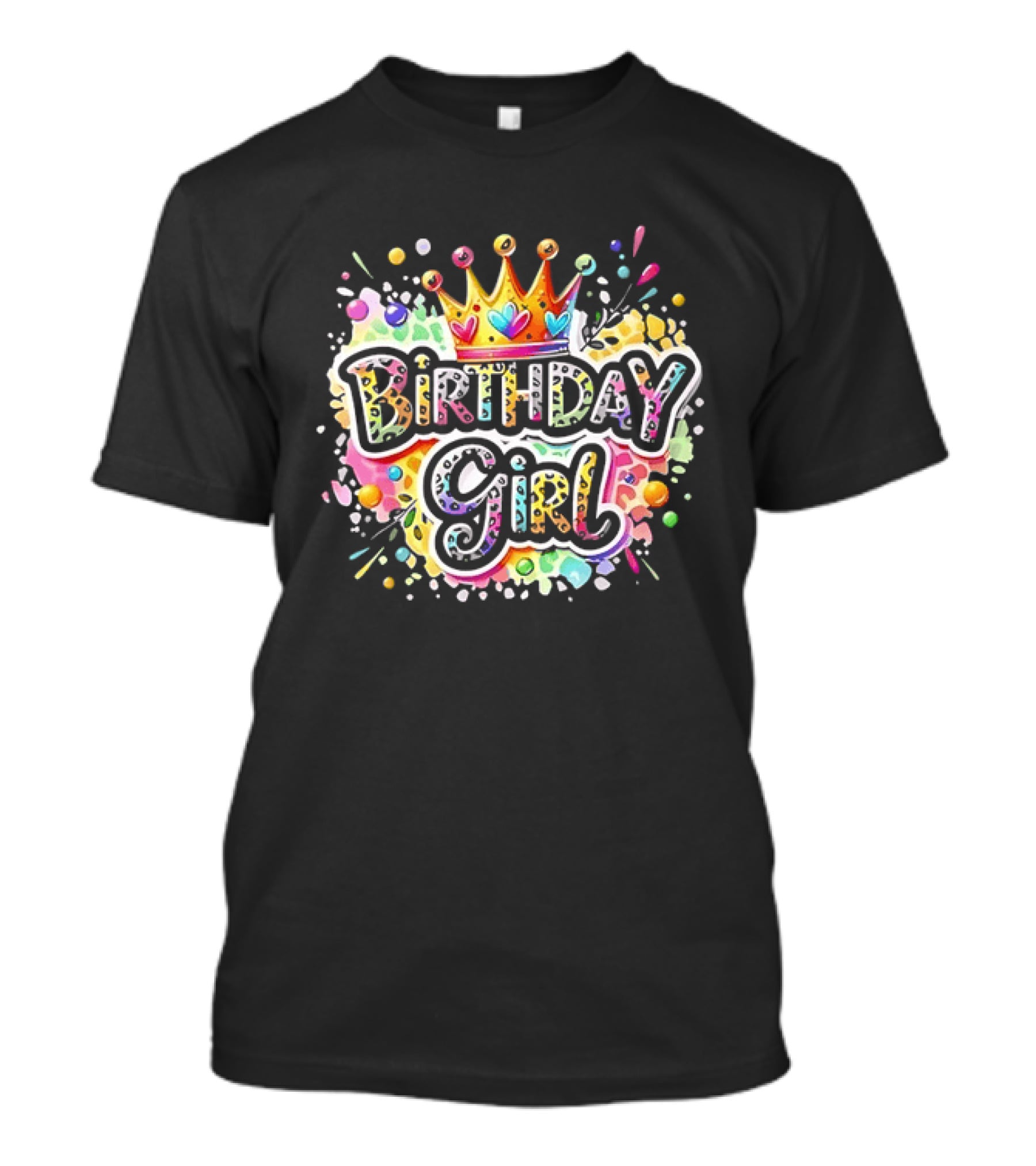 Birthday Girl Colorful Crown Splash T-Shirt