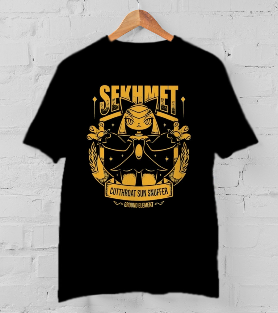 Sekhmet Cutthroat Sun Snuffer Ground Element Magic Cat Warrior T-Shirt
