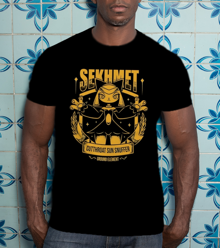 Sekhmet Cutthroat Sun Snuffer Ground Element Magic Cat Warrior T-Shirt
