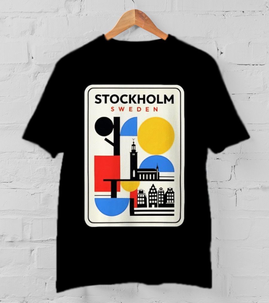 Stockholm Sweden Geometric Cityscape Travel Iconic Urban Landmark Building T-Shirt