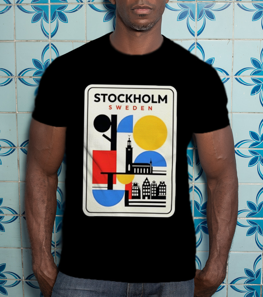 Stockholm Sweden Geometric Cityscape Travel Iconic Urban Landmark Building T-Shirt