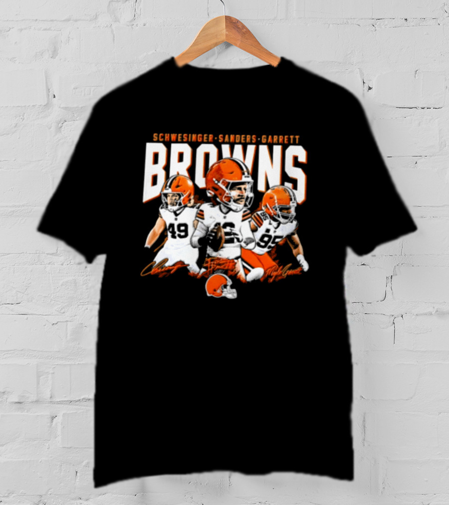 Browns Schwesinger Sanders Garrett Caricature 49 12 95 T-Shirt