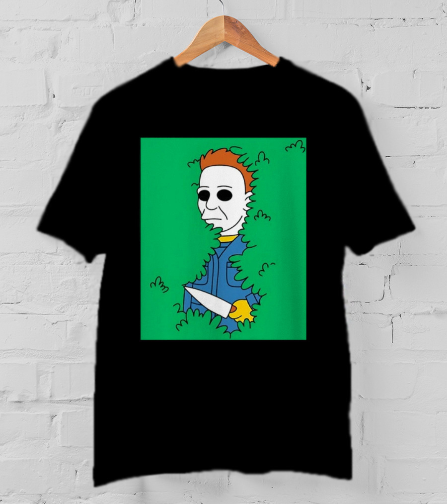 Michael Myers Halloween Bushes Knife Humor T-Shirt