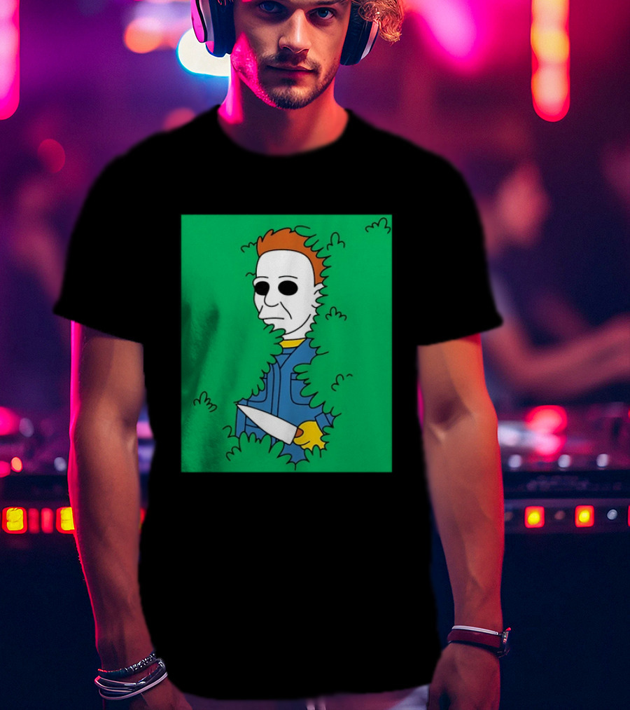 Michael Myers Halloween Bushes Knife Humor T-Shirt