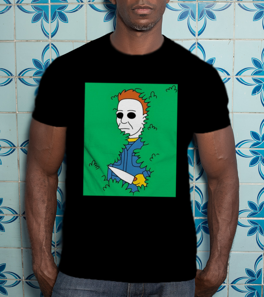 Michael Myers Halloween Bushes Knife Humor T-Shirt