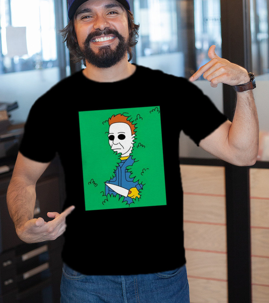 Michael Myers Halloween Bushes Knife Humor T-Shirt