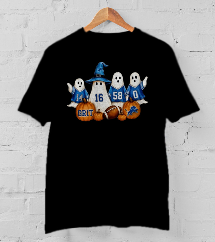 Detroit Lions Halloween Ghost Grit Football 2026 T-Shirt