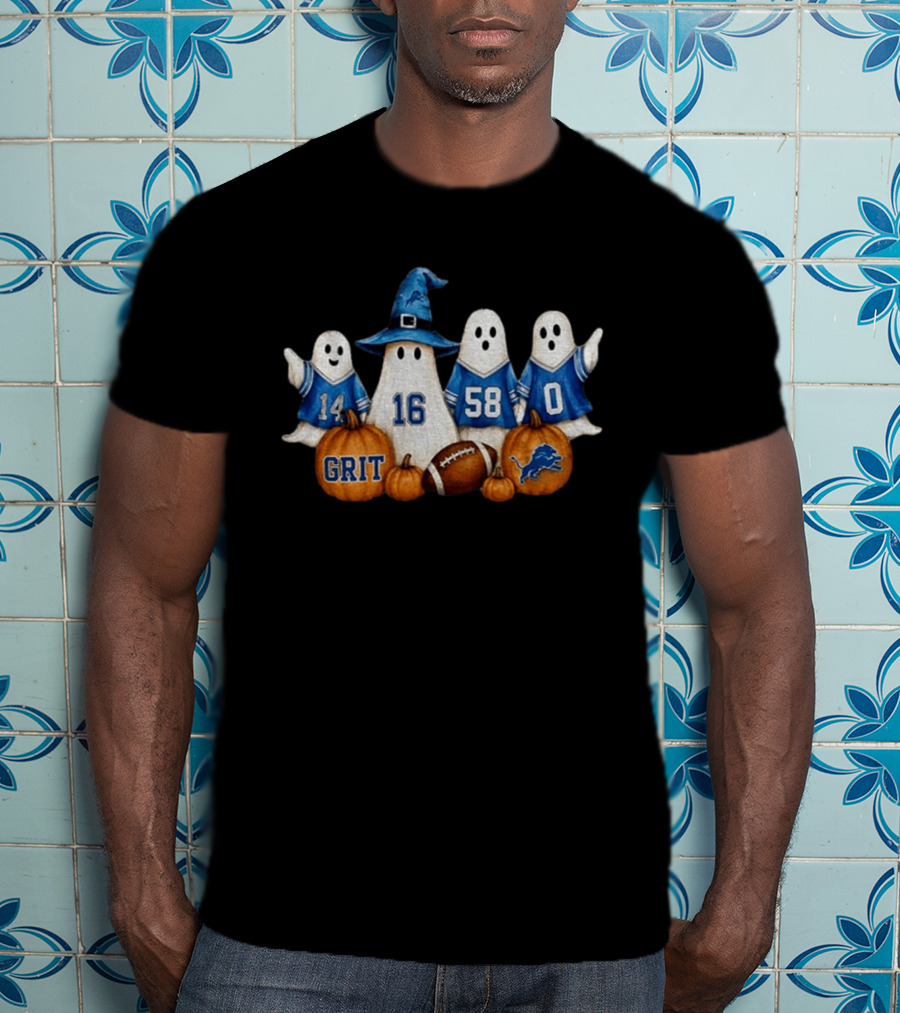 Detroit Lions Halloween Ghost Grit Football 2026 T-Shirt