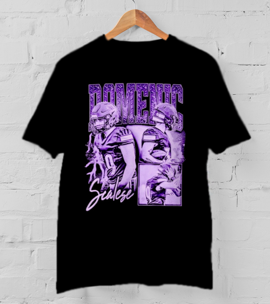 Domenic Scalese Number 9 Football Player Purple Sports Collage T-Shirt