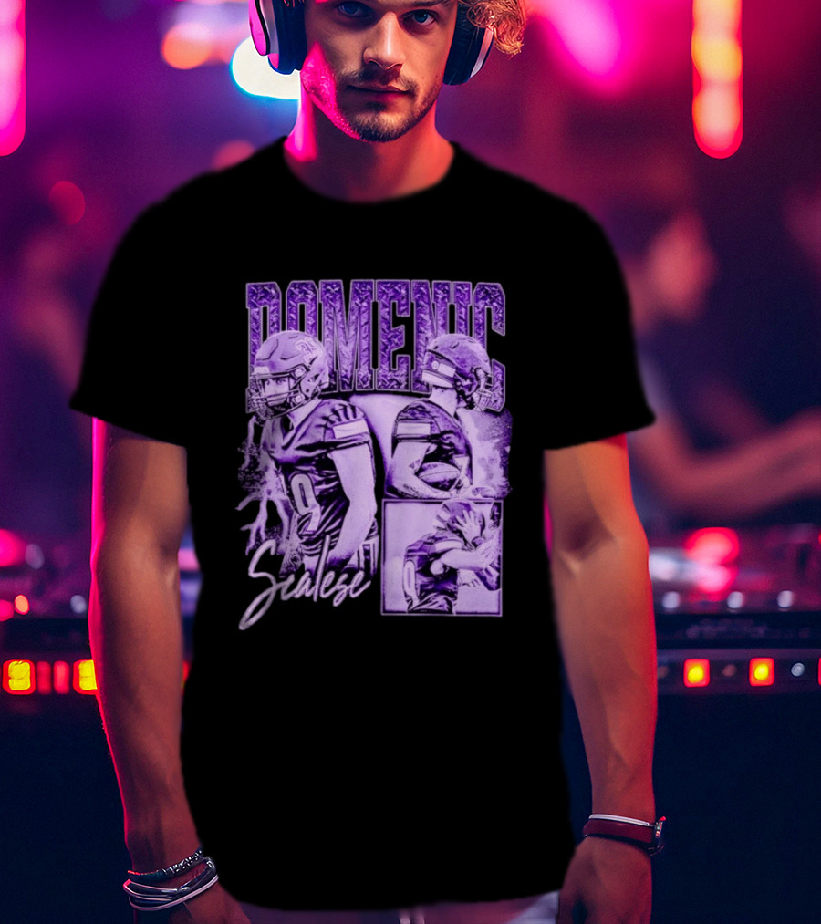 Domenic Scalese Number 9 Football Player Purple Sports Collage T-Shirt