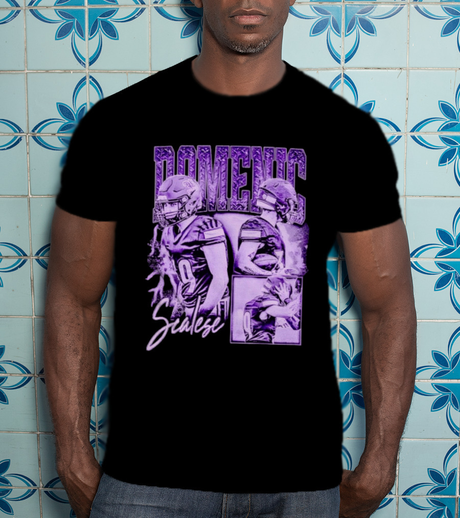 Domenic Scalese Number 9 Football Player Purple Sports Collage T-Shirt