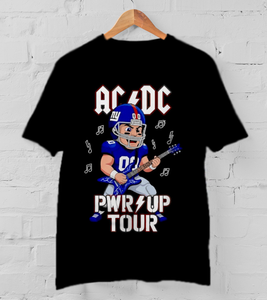 New York Giants AC DC Pwr Up Tour Football Player Rock Music Fusion T-Shirt