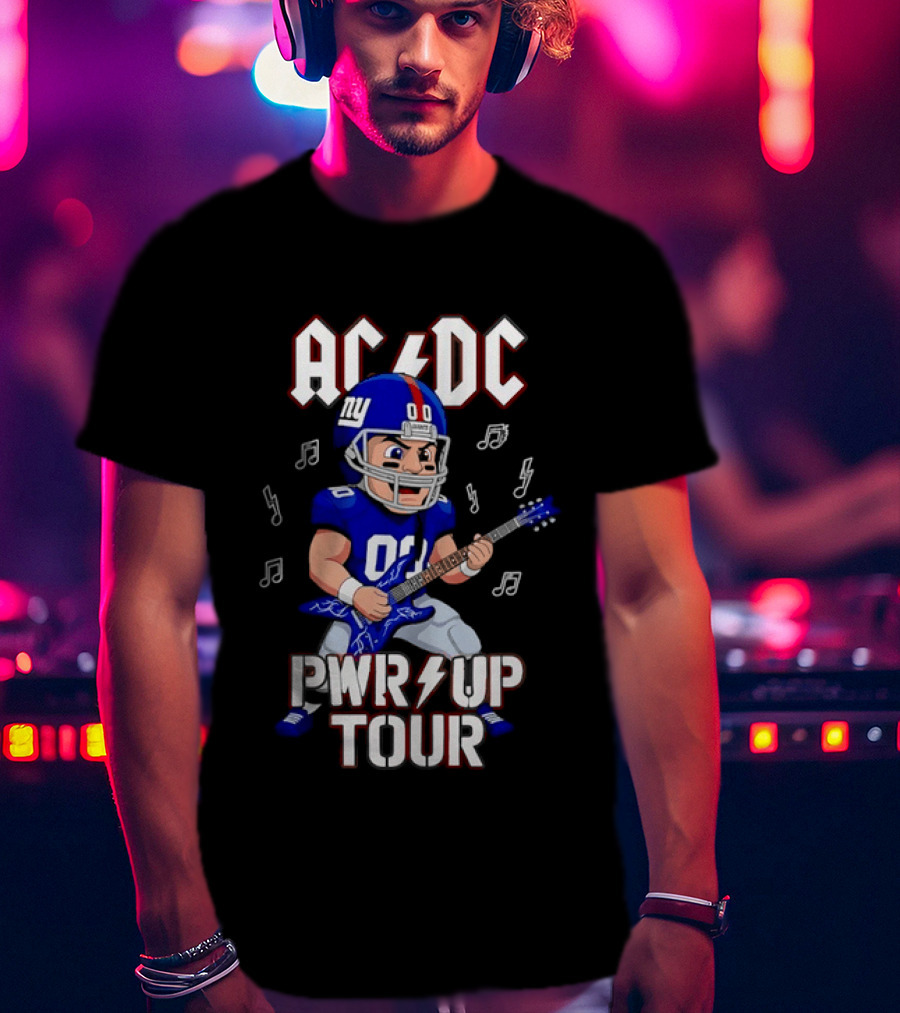 New York Giants AC DC Pwr Up Tour Football Player Rock Music Fusion T-Shirt