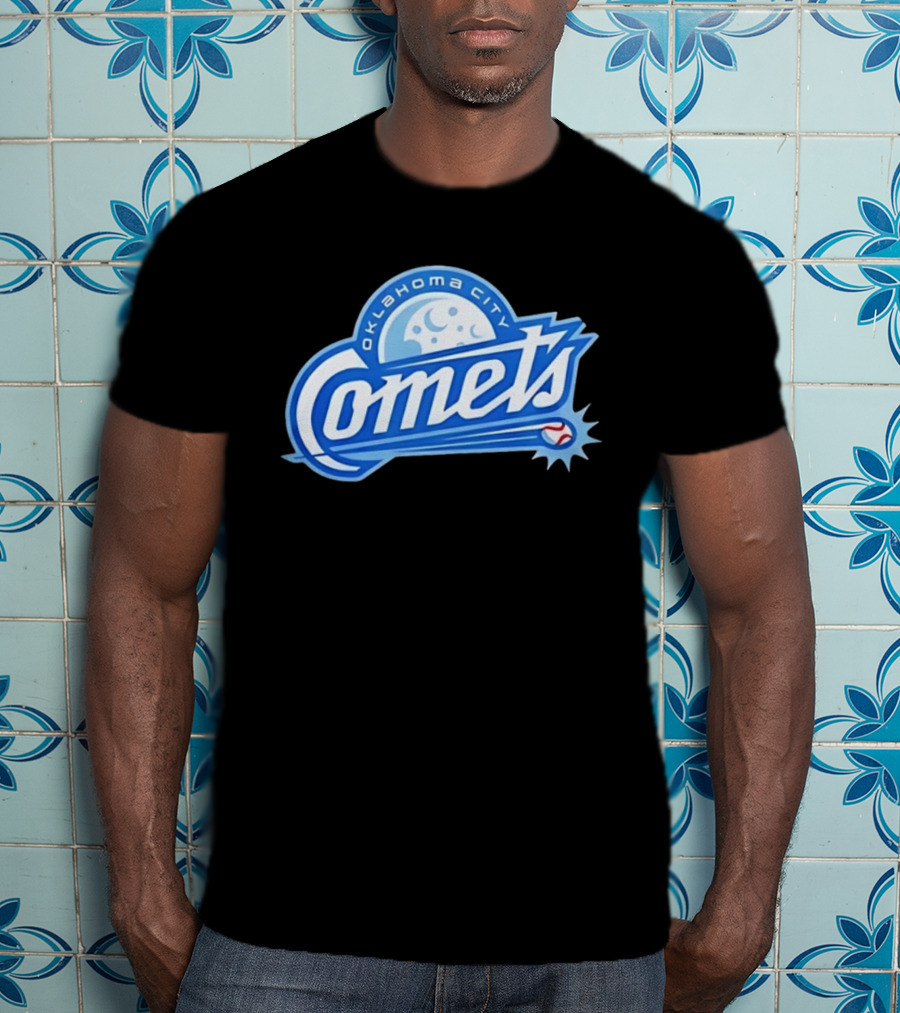 Oklahoma City Comets Baseball Team Moon And Star Baseball T-Shirt