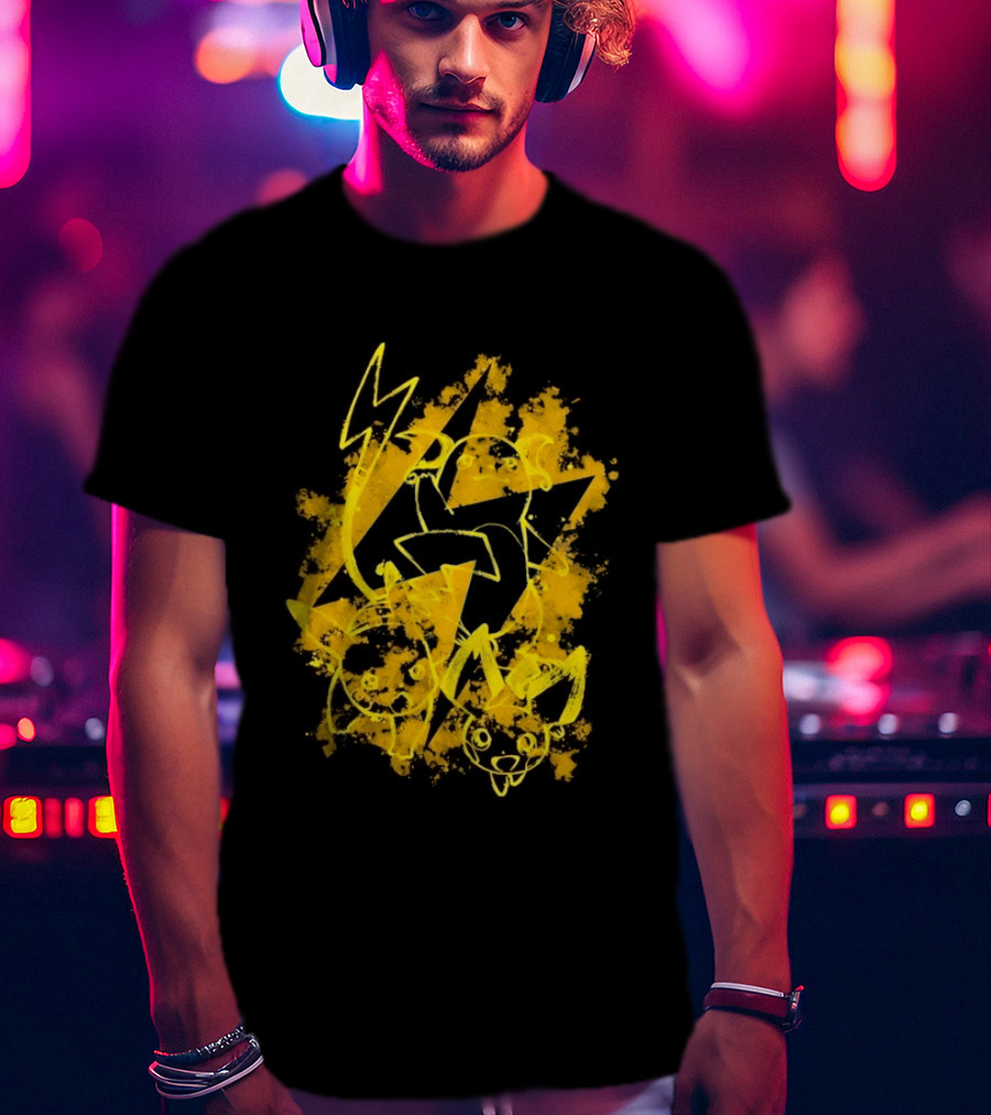 Pikachu Raichu Pichu Electric Evolution Pokemon Splash T-Shirt