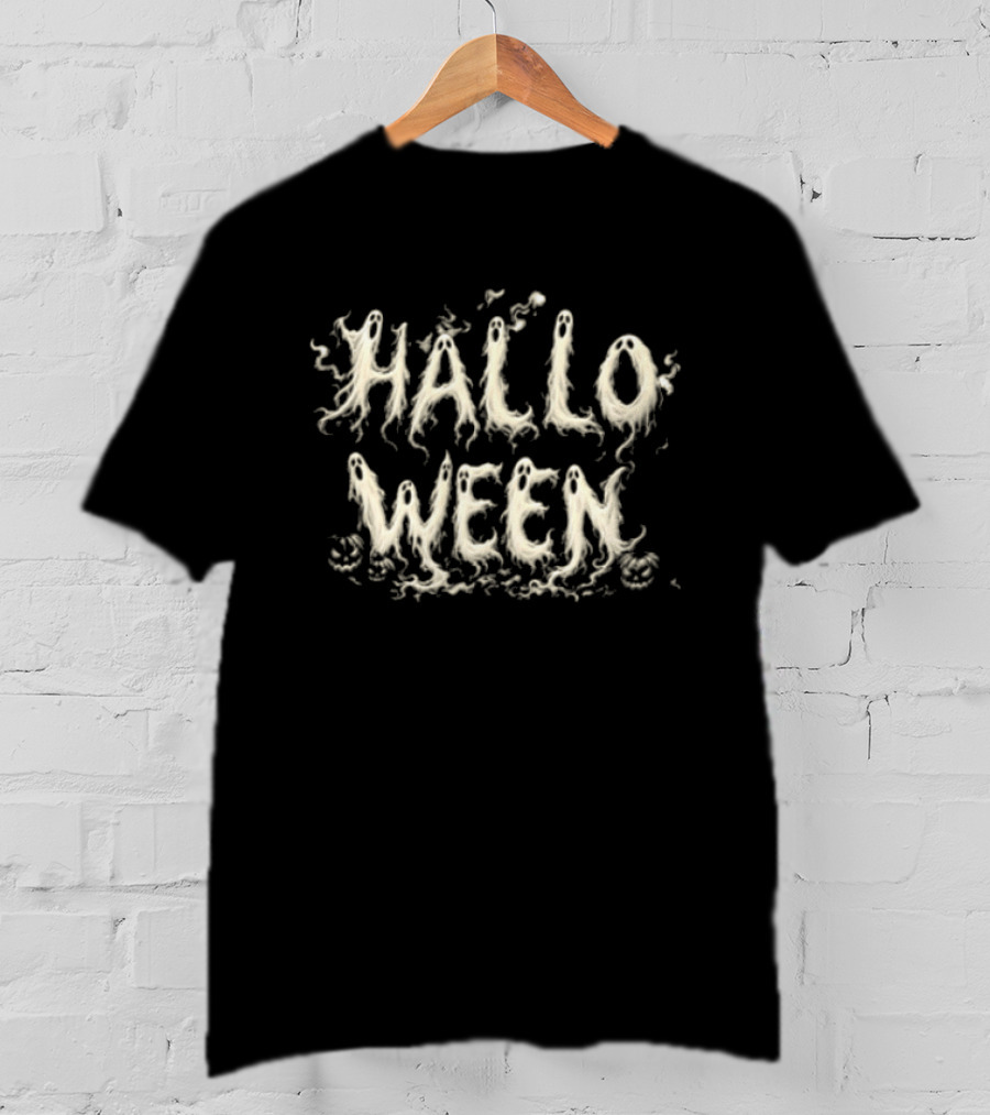 Halloween Ghostly Pumpkins Bats Dark Spooky Night T-Shirt