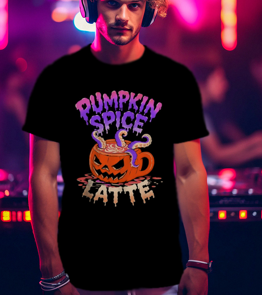 Pumpkin Spice Latte Tentacles Halloween Jack O' Lantern T-Shirt