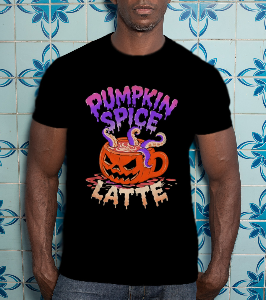 Pumpkin Spice Latte Tentacles Halloween Jack O' Lantern T-Shirt