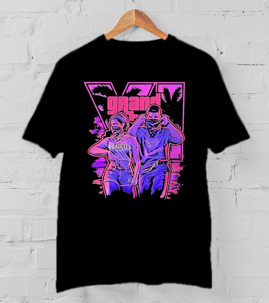 Grand Baddie Couple Neon Vibes Streetwear T-Shirt