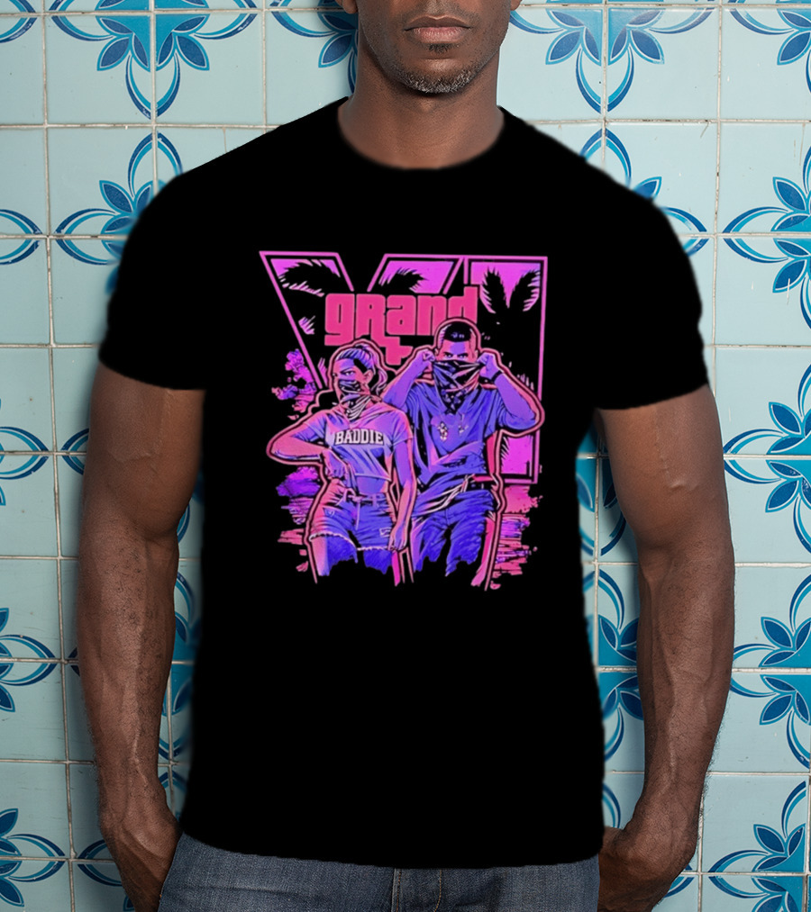 Grand Baddie Couple Neon Vibes Streetwear T-Shirt