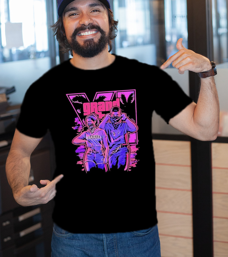 Grand Baddie Couple Neon Vibes Streetwear T-Shirt